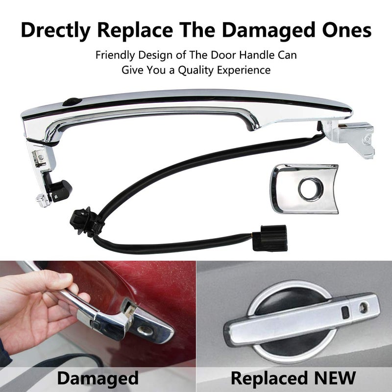 TIKSCIENCE 80645-CA000 Exterior Chrome Door Handle Front Left Driver Side with Keyhole 80640-CZ31B Fit for Nissan Rogue 2010-2013, Smart Entry Keyless Handle - Image 3
